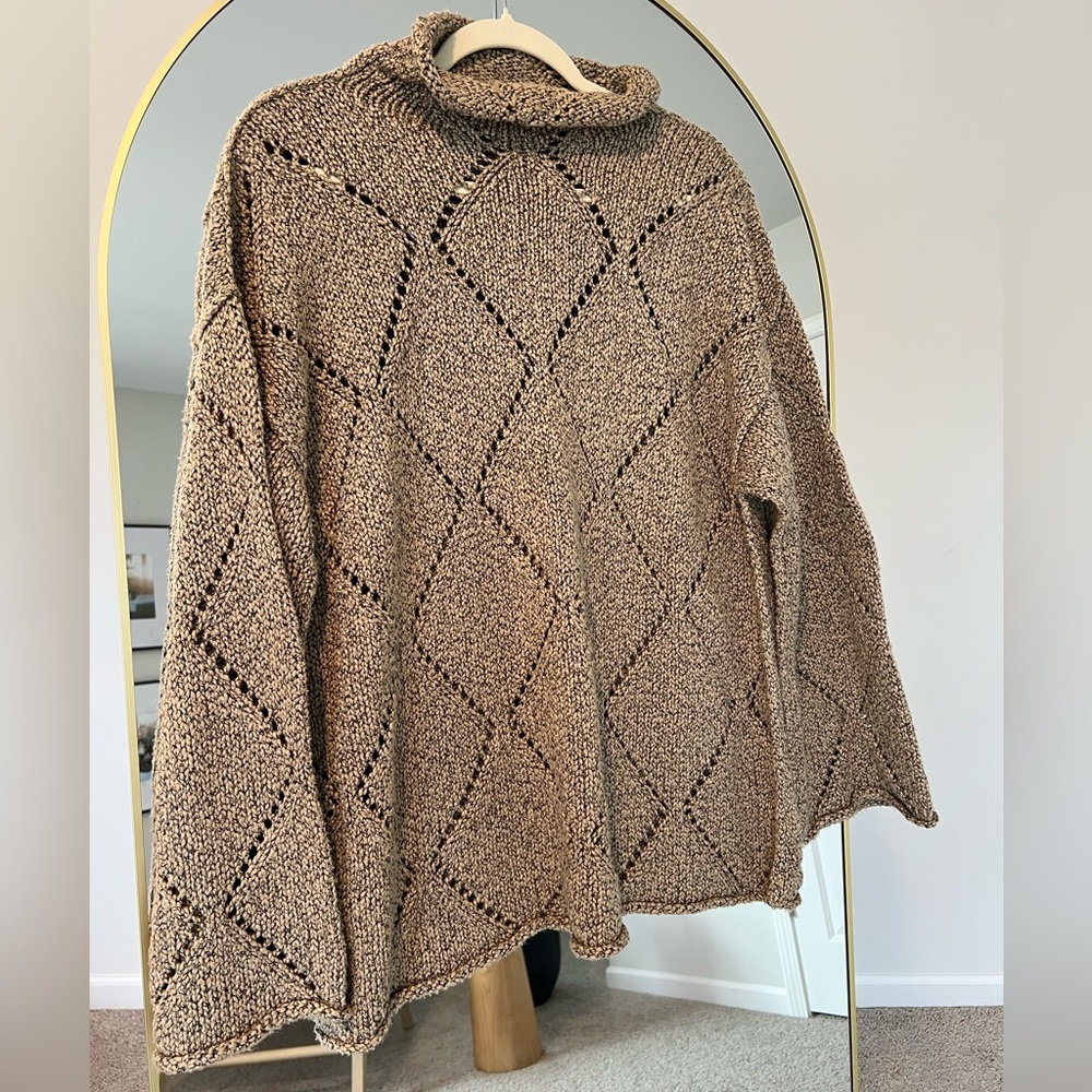 Vintage Carol Horn Chunky Knit Slouchy Turtleneck Diamond Sweater